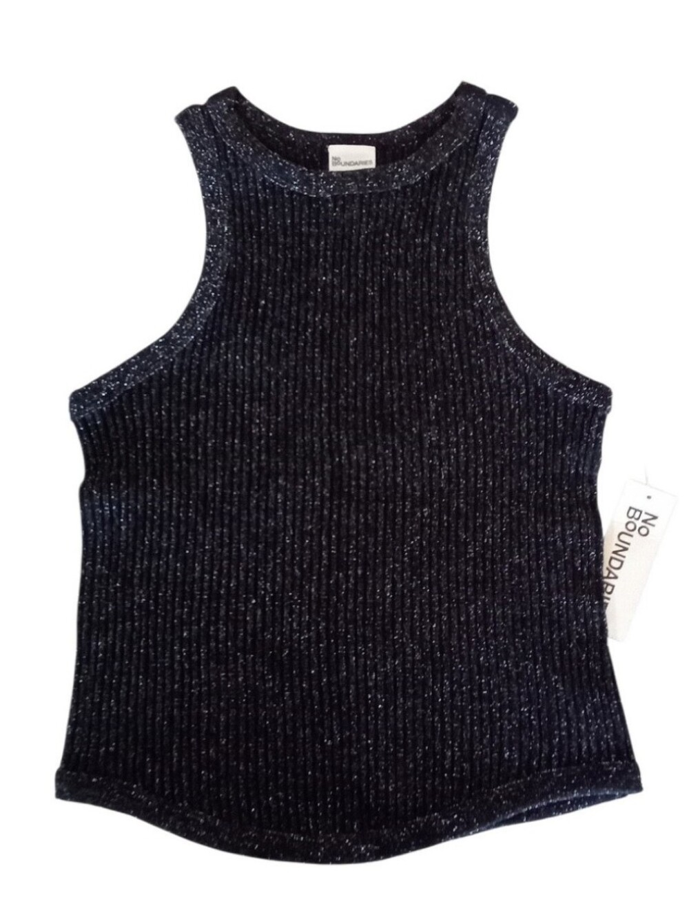 No Boundaries Black Sparkle Ribbed Tank Top - Picture 1 of 1